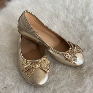 Girls gold bow flats